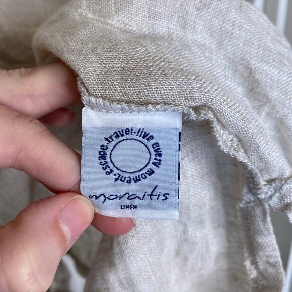 MORAITIS Linen Beige Tunic Tan Size Large Shift Boho Natural - Picture 6 of 8